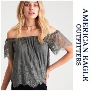 📌 4/$24 💚🦅AE 🦅💚 lace off shoulder 💙SZ M
